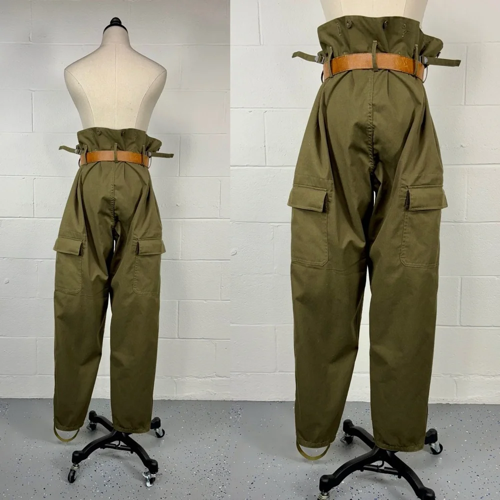 Vintage 80s Czech Army M85 Combat Cargo Pants Khaki Cotton Double Knee XL 40x32